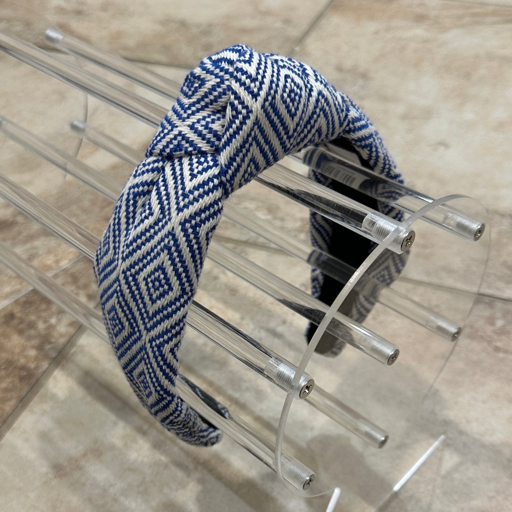 Brianna Cannon Blue and White Geometric Headband